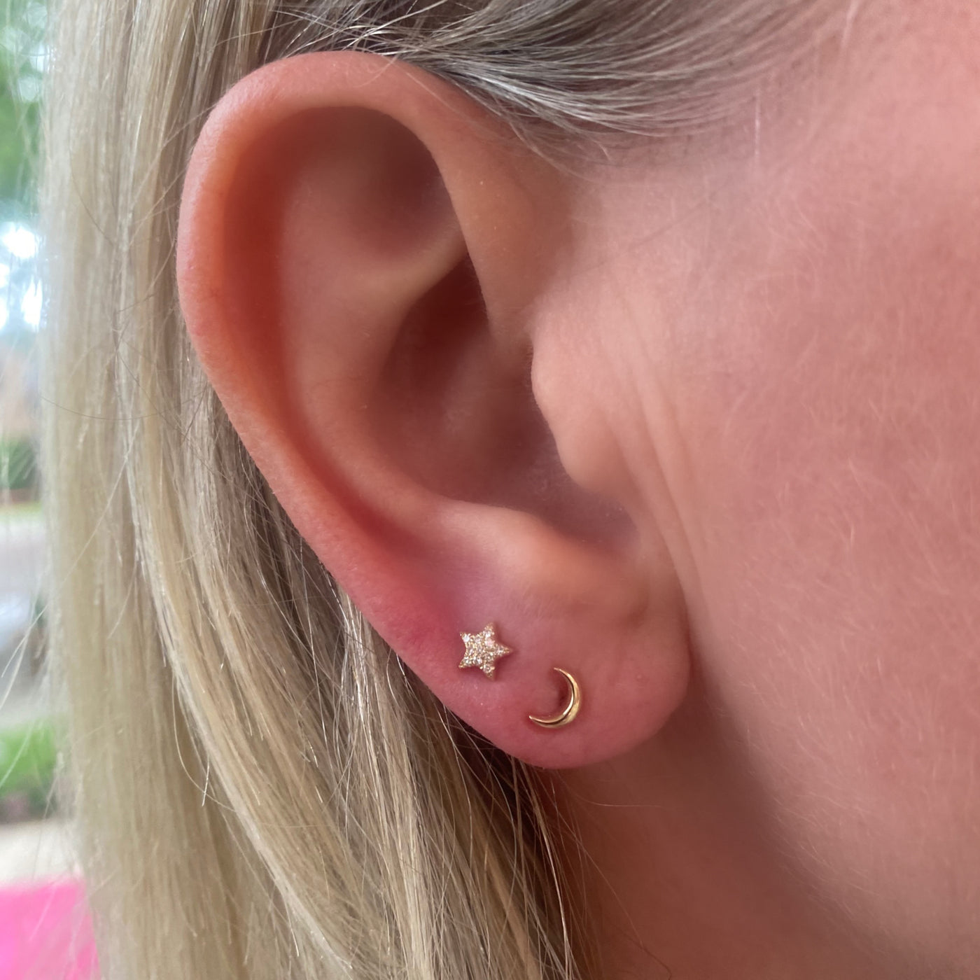 Small Moon and Star Studs