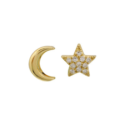 Small Moon and Star Studs