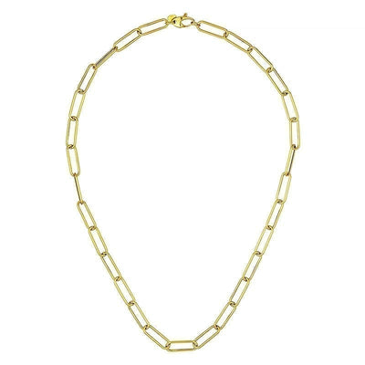 Elongated Round Link Paper Clip Chain