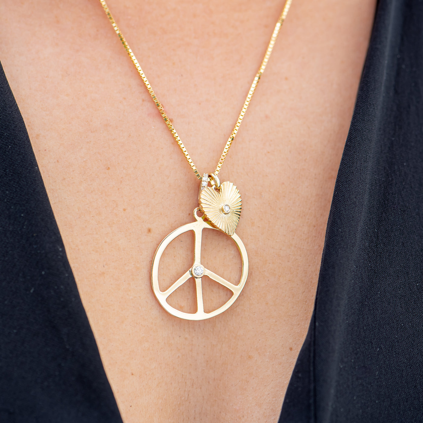 Peace Bezel Diamond Pendant - Lauren Sigman Collection