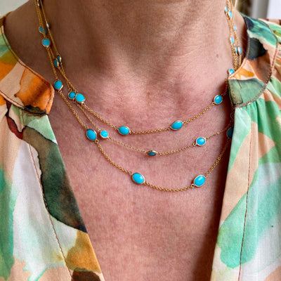 Turquoise Oval Station Necklace