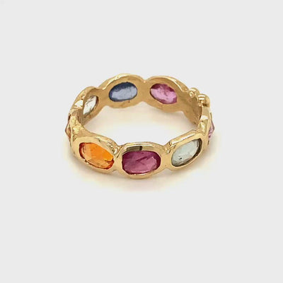 Oval Magnolia Band with Rainbow Sapphires
