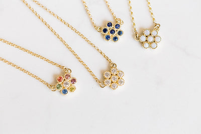Water Lily Necklace with Blue Sapphires - Lauren Sigman Collection