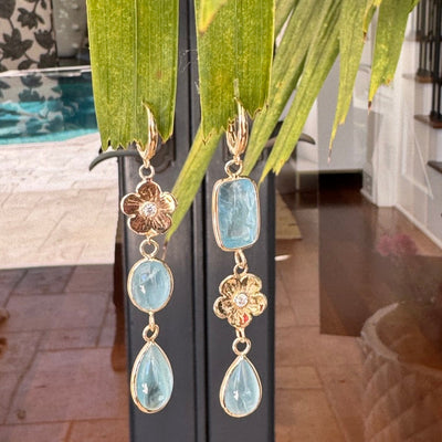 Blue Topaz and Petunia Diamond Dusters