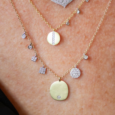 Diamond Disc Necklace with Triple Bezels