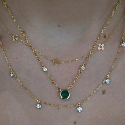 Emerald & Diamond Bezel Necklace