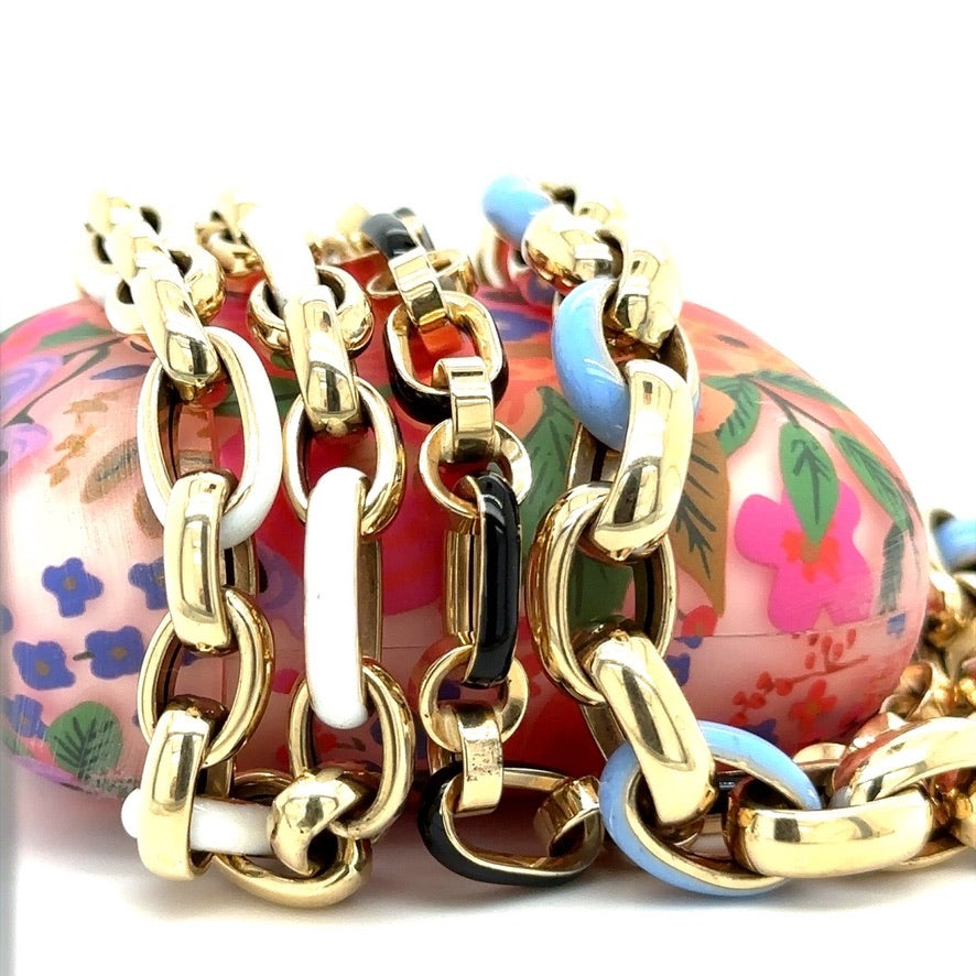 Black & Gold Enamel Alternating Link Bracelet