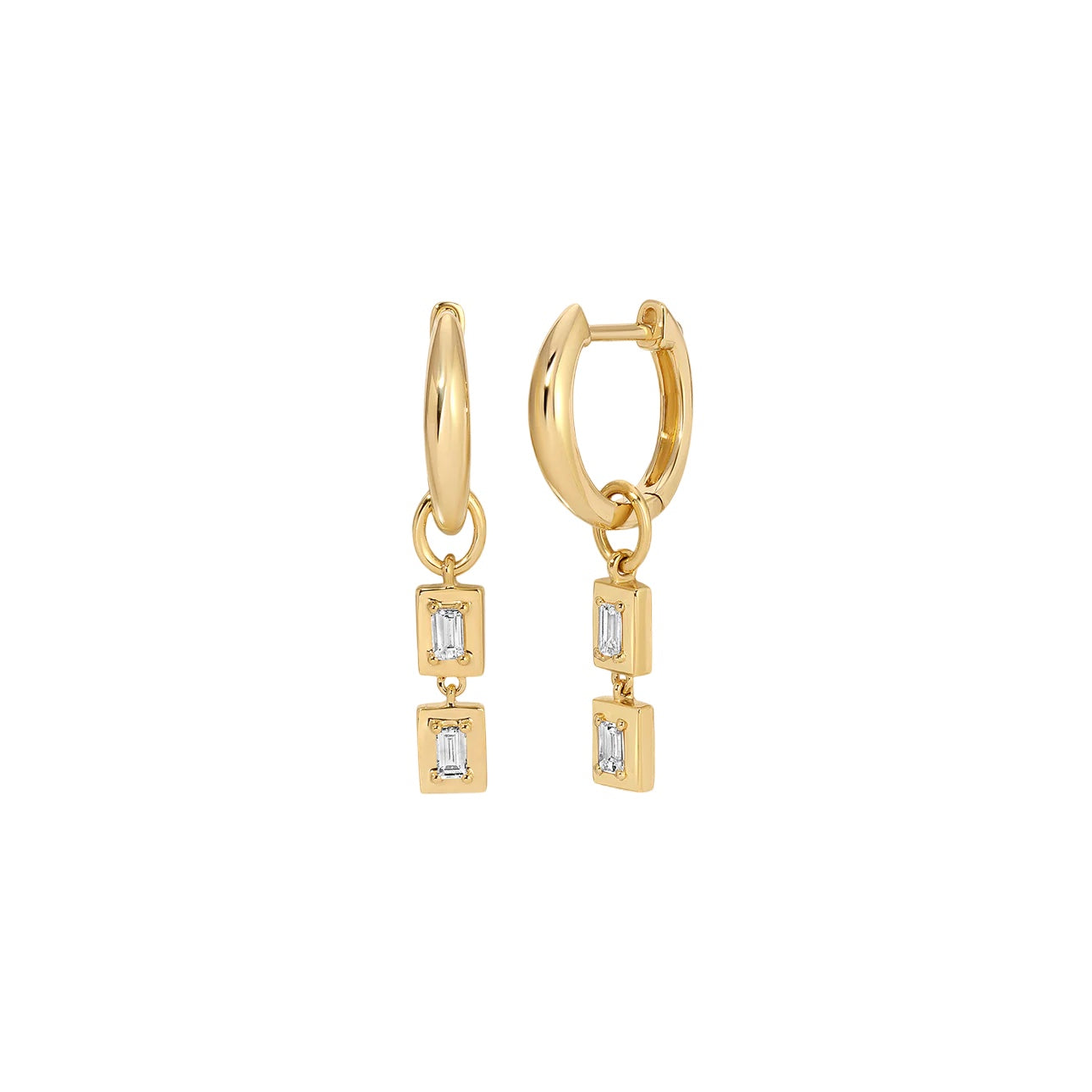 Double Baguette Diamond Frame Huggies