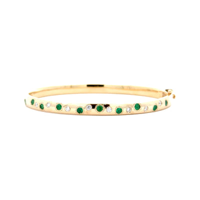 Emerald & Diamond Burst Bangle