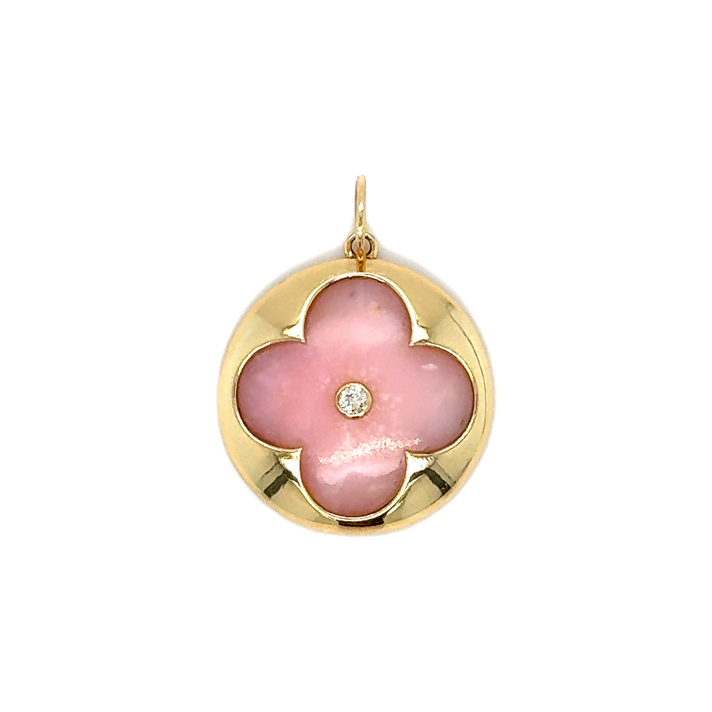 Pink Opal &  Diamond Clover Cut Charm