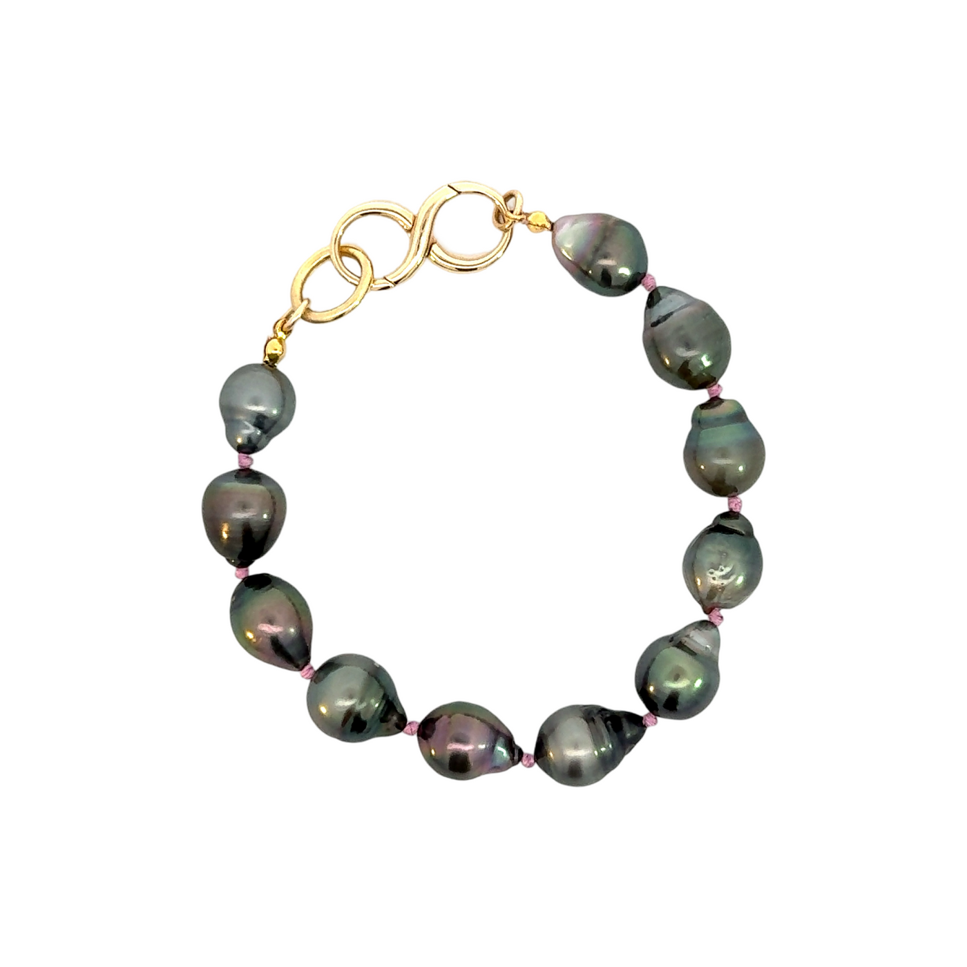 Gray Baroque Pearl Bracelet with Gold Infinity Clasp