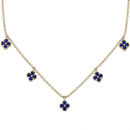 Blue Sapphire Clover Confetti Necklace