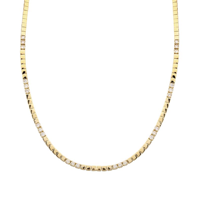 Gold & Diamond Segment Tennis Necklace