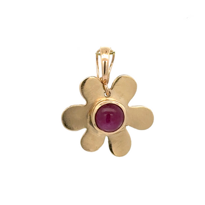 Daisy Charm with Cabochon Ruby