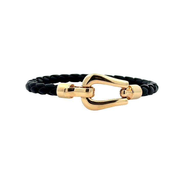 Black Leather and Gold Horsebit Clasp Bracelet – Lauren Sigman