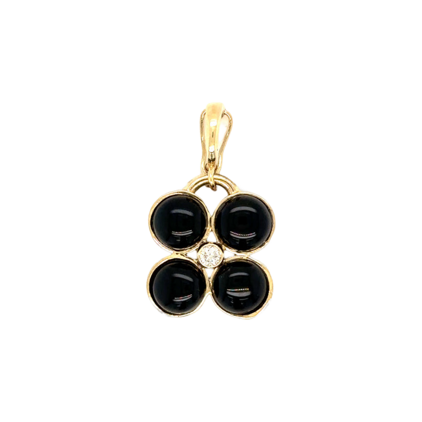 Black Onyx and Diamond Dogwood Charm/Removable Bail