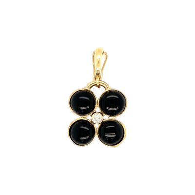 Black Onyx and Diamond Dogwood Charm/Removable Bail