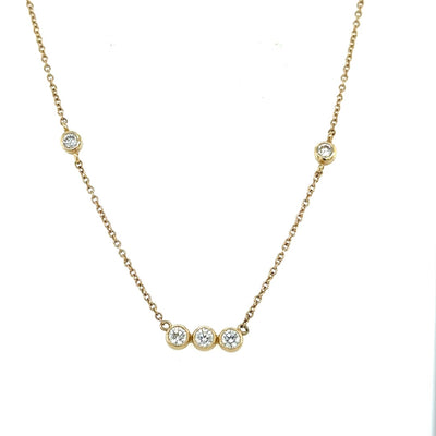 Trio Bezel Diamond Bar Necklace/ Diamond Chain