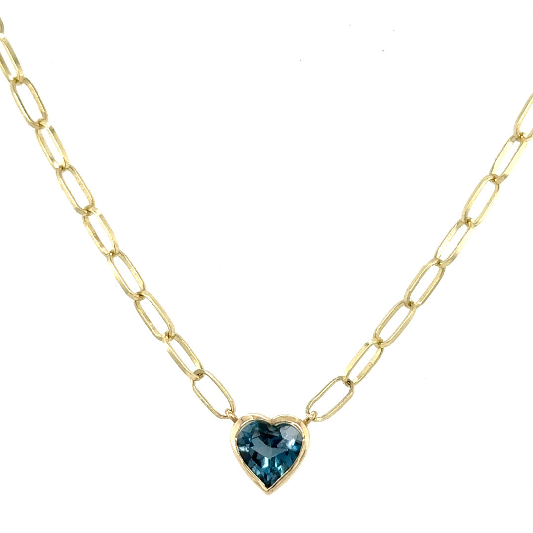 Paperclip Topaz Heart Necklace