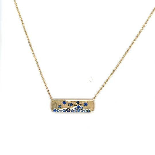 Blue Sapphire Scattered Bar Necklace