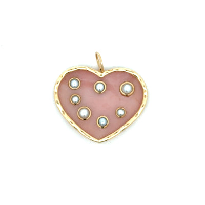 Heart Pink Opal and Pearl Charm