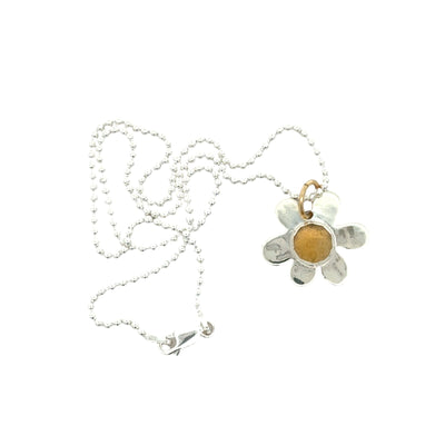 Citrine Daisy Charm Necklace