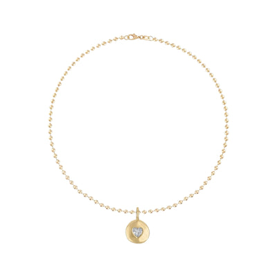 Round Heart Ball Chain Necklace - White