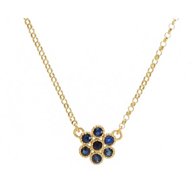 Water Lily Necklace with Blue Sapphires - Lauren Sigman Collection