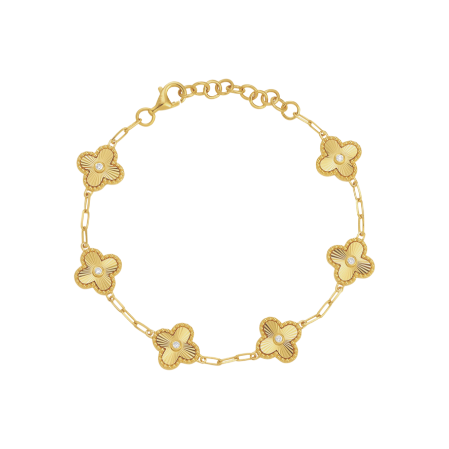 Fluted Clover Station Bracelet