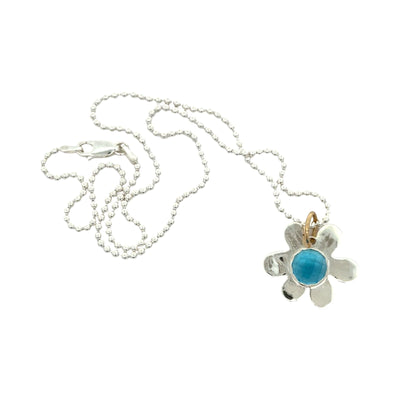 Blue Topaz Daisy Charm Necklace
