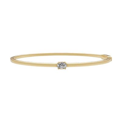 Oval Diamond Solitaire Bangle