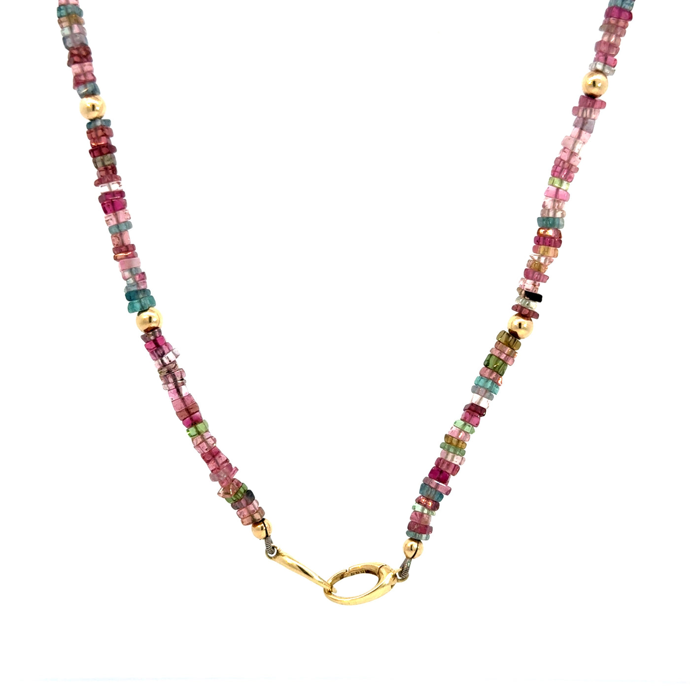 Rainbow Sapphire Slices & Gold Bead Necklace