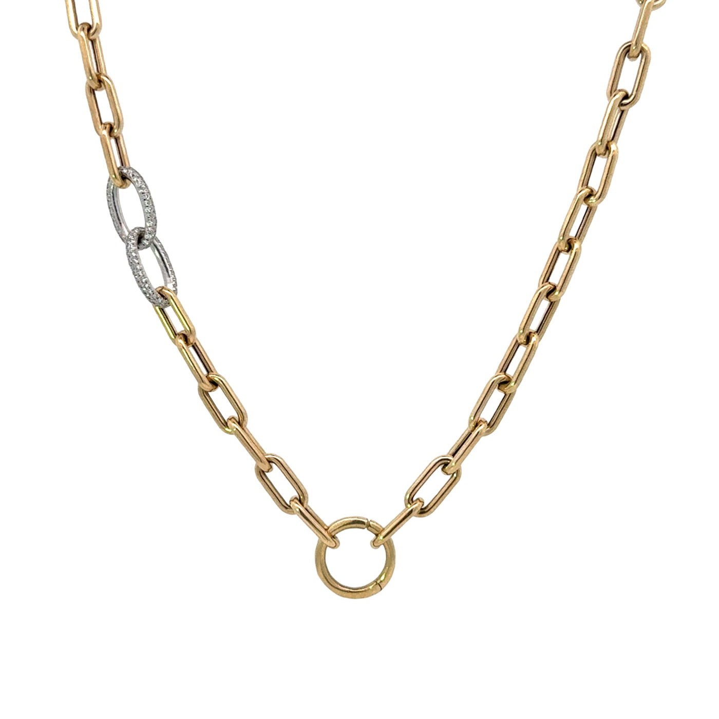 Gold & Diamond Link Chain with Carabiner