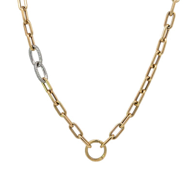 Gold & Diamond Link Chain with Carabiner