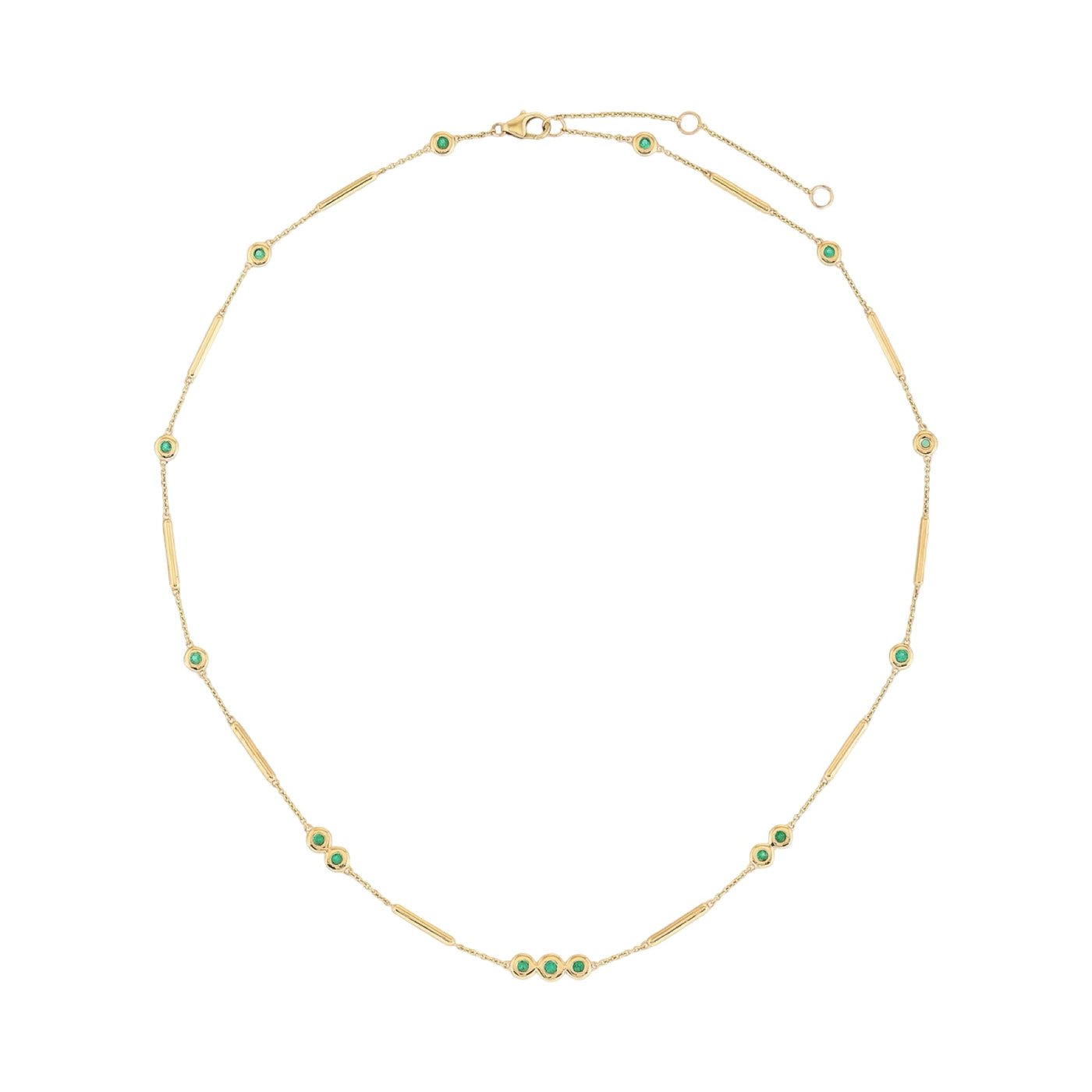 Emerald and Gold Segment Bar Necklace