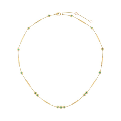 Emerald and Gold Segment Bar Necklace