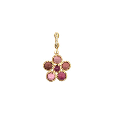 Pink Tourmaline Flower Charm with Removable Diamond Bale