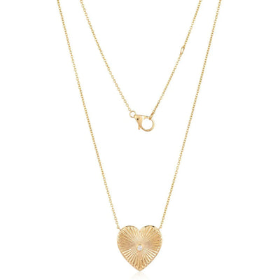 Fluted  Heart Diamond Necklace