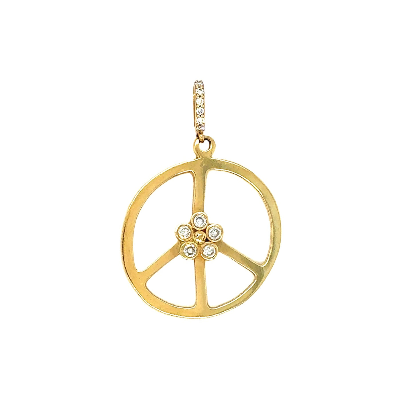 Peace Pendant with Large Diamond Flower