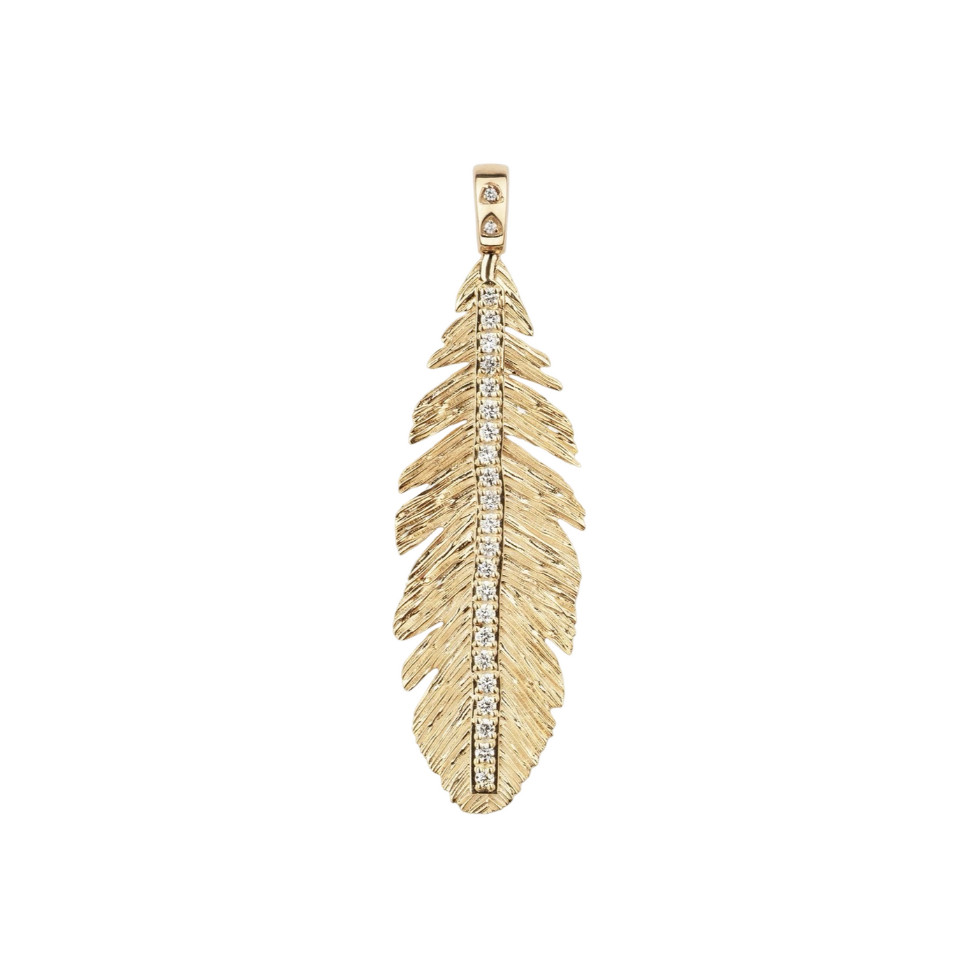 Gold Feather with Diamonds