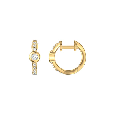 Bezel and Diamond Row Huggies