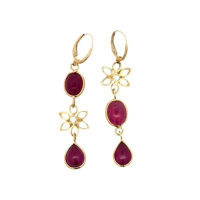 Pink Tourmaline and Diamond Poinsettia Earrings