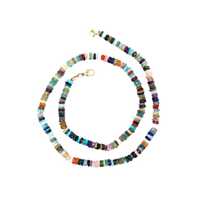 Sliced Multi Gemstone Necklace 16"