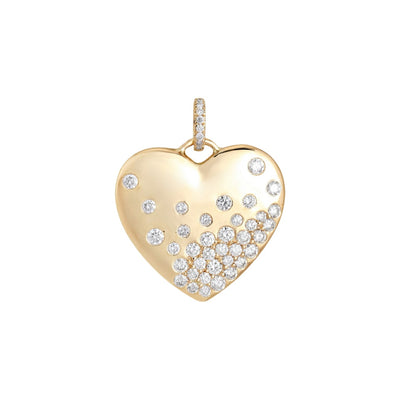 Scattered Diamond Puffy Heart Charm