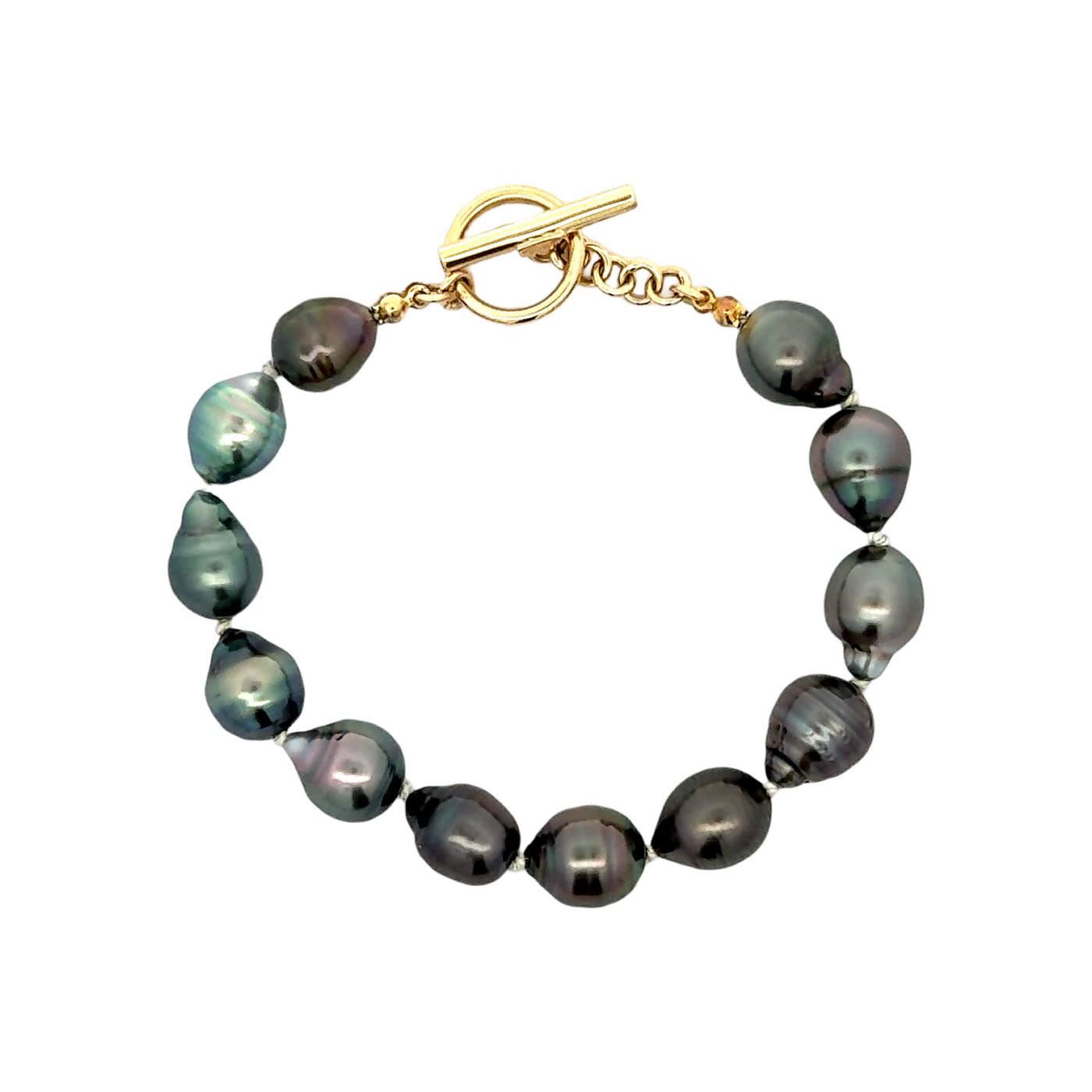 Gray Pearl and Gold Link Bracelet