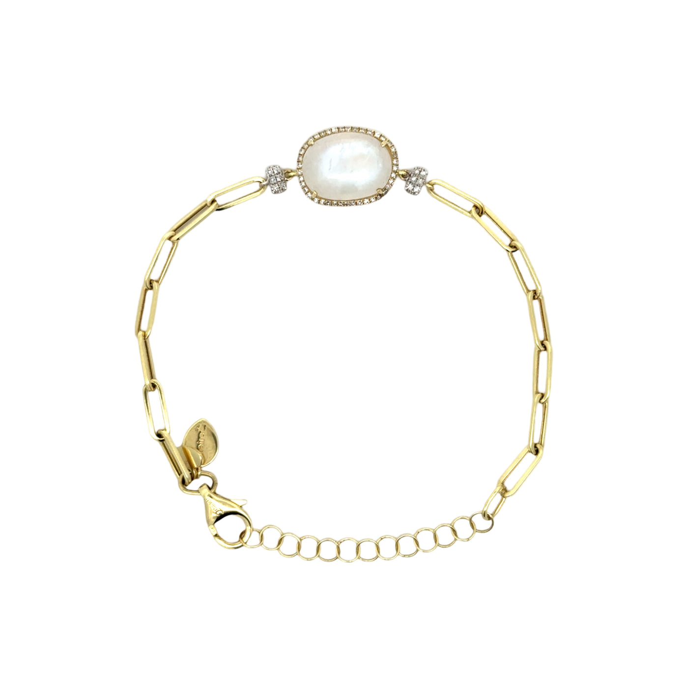 Moonstone & Diamond Chain Link Bracelet