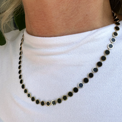 Black Onyx Disk Necklace