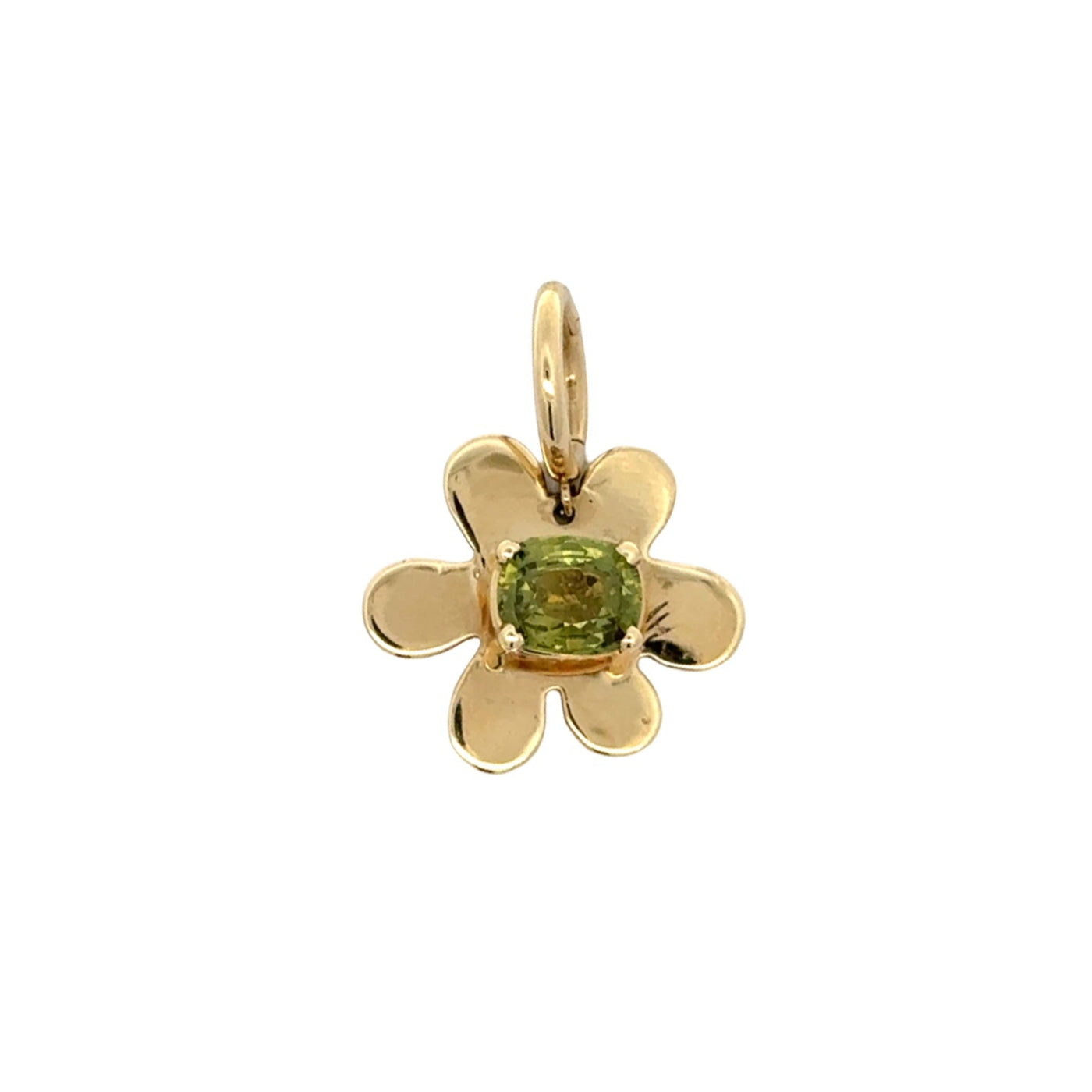 Cushion Cut Yellow/Green Tourmaline Daisy Charm