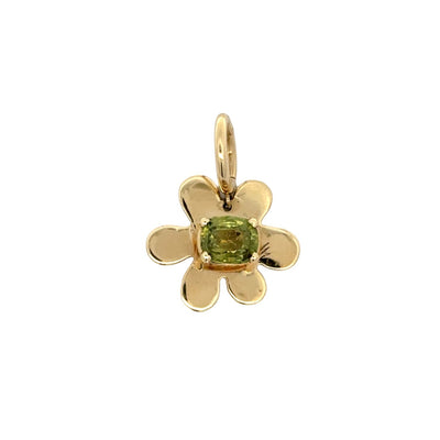 Cushion Cut Yellow/Green Tourmaline Daisy Charm