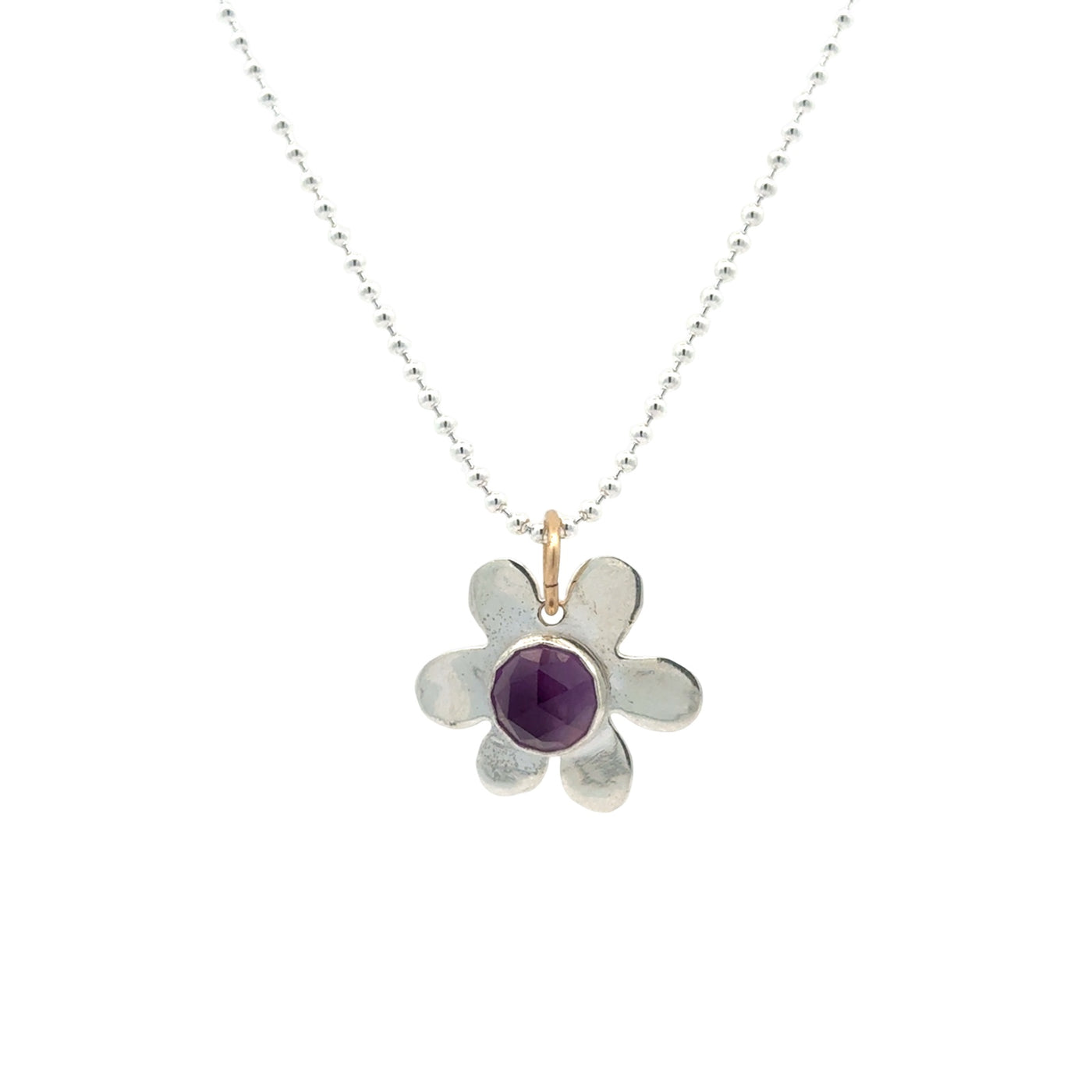 Amethyst Daisy Charm Necklace